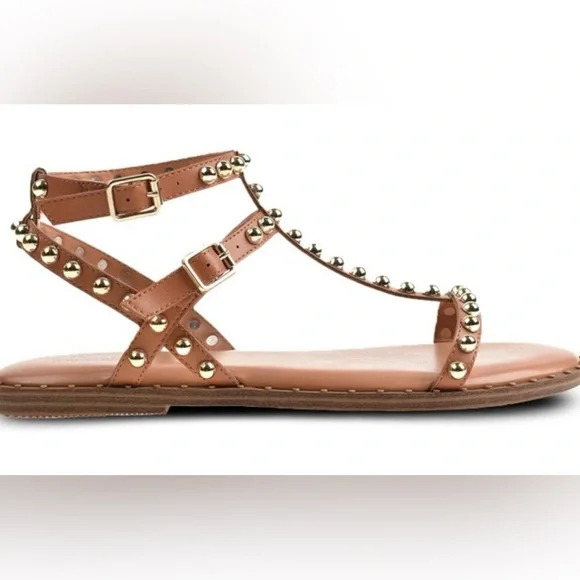 Portland boot company women’s studded, gold gladiator sandals, Size 8 1/2 - Picture 7 of 7